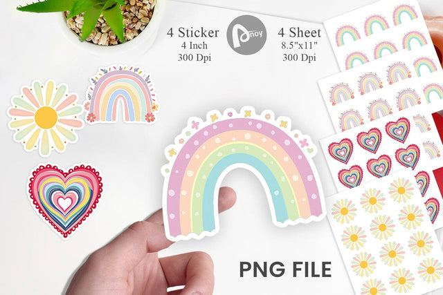 Boho Rainbow Pastels Sticker Sublimation artnoy 
