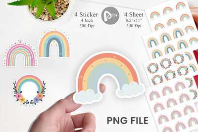 Boho Rainbow Pastels Sticker Sublimation artnoy 