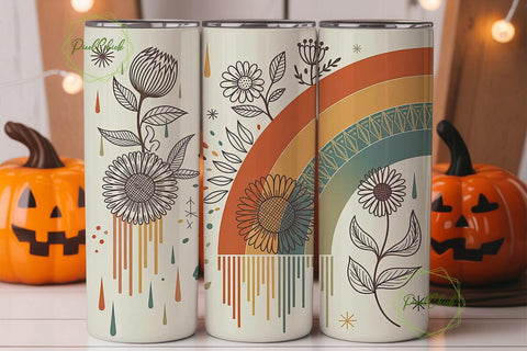 Boho Rainbow Sunflower 20oz Tumbler Wrap Sublimation PixelChick 