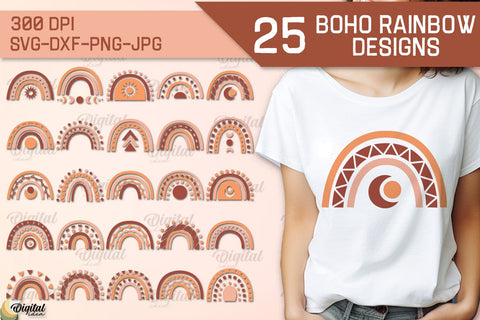Boho Rainbow SVG. Boho Rainbow TShirt Designs SVG SVG Evgenyia Guschina 