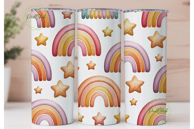 Boho Rainbow Tumbler Wrap Sublimation PixelChick 