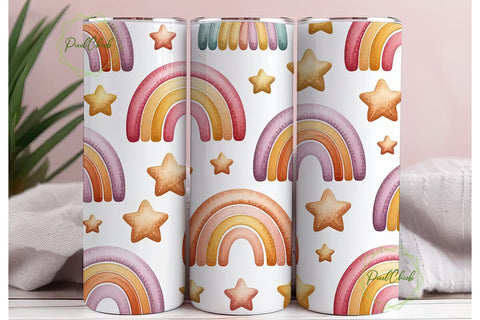 Boho Rainbow Tumbler Wrap Sublimation PixelChick 