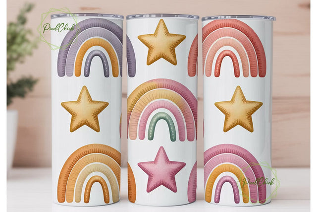 Boho Rainbow Tumbler Wrap Sublimation PixelChick 