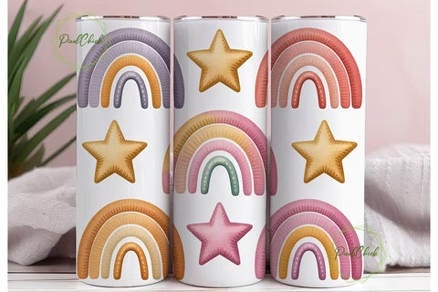 Boho Rainbow Tumbler Wrap Sublimation PixelChick 
