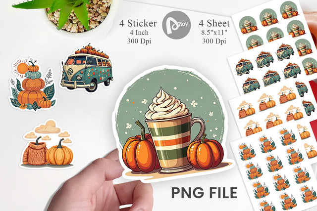 Boho Retro Pumpkin Sticker Sublimation artnoy 