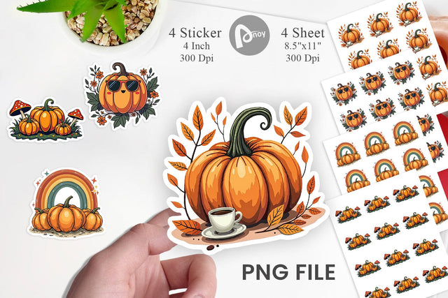 Boho Retro Pumpkin Sticker Sublimation artnoy 