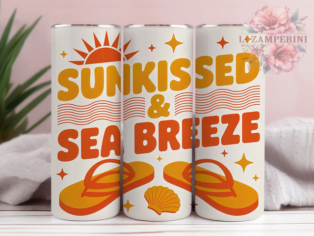 Boho Retro Sea Breeze 20oz Tumbler Wrap, Sunkissed Sea Breeze, Beach Sublimation PNG, Retro Summer Design, 20oz Tumbler Wrap, Tropical Summer Vibes, Ocean Quote Wrap Sublimation Li Zamperini 