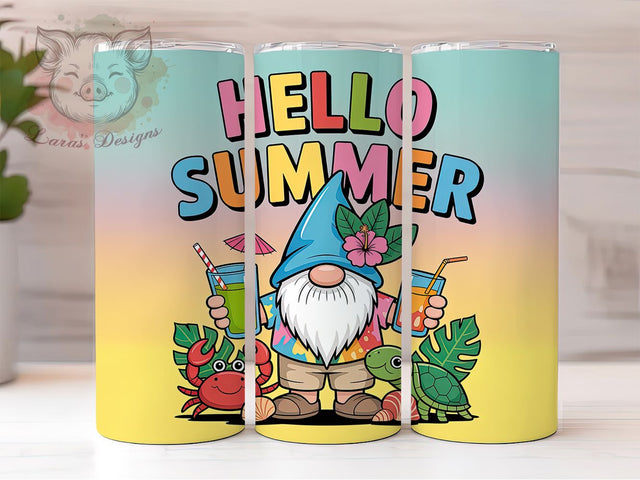 Boho Retro Summer Gnome 20oz Tumbler Wrap, Hello Summer Design, Gnome Sublimation PNG, Funny Gnome Wrap, 20oz Tumbler Wrap, Tropical Summer Vibes, Whimsical Gnome Design Sublimation Lara' s Designs 