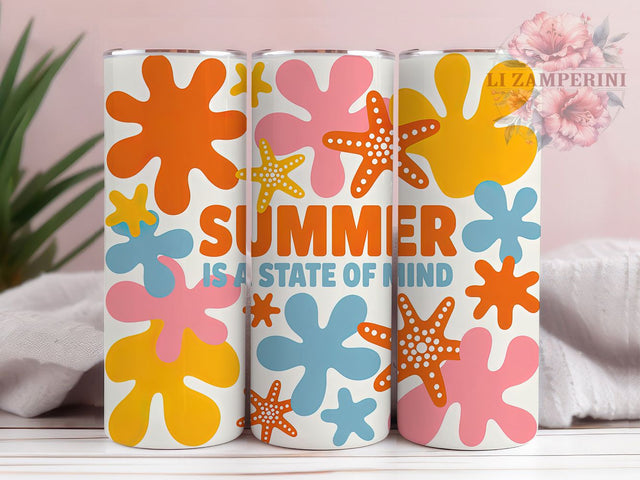 Boho Retro Summer Mind 20oz Tumbler Wrap, Summer State Of Mind, Beach Sublimation PNG, Retro Summer Design, 20oz Tumbler Wrap, Tropical Summer Vibes, Ocean Quote Wrap Sublimation Li Zamperini 