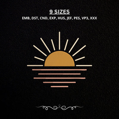 Boho Rising Sun Embroidery Design – Minimalist Sunrise Machine Embroidery File, Retro Sunset Bohemian Nature Design Embroidery/Applique DESIGNS PatternFeed8 