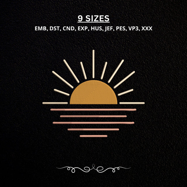 Boho Rising Sun Embroidery Design – Minimalist Sunrise Machine Embroidery File, Retro Sunset Bohemian Nature Design Embroidery/Applique DESIGNS PatternFeed8 
