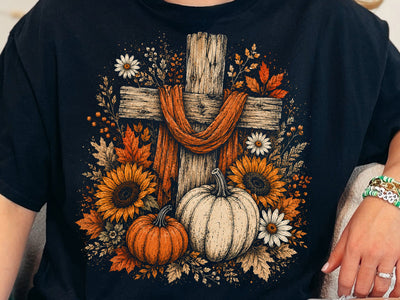 Boho Rustic Floral Pumpkin Cross Fall Jesus, Autumn Pumpkin Floral, Retro Fall Png, Fall Cross Pumpkins,Fall Christian Png, Autumn Pumpkin SVG DesignDestine 