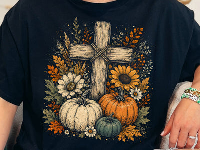 Boho Rustic Floral Pumpkin Cross Fall Jesus, Autumn Pumpkin Floral, Retro Fall Png, Fall Cross Pumpkins,Fall Christian Png, Autumn Pumpkin SVG DesignDestine 