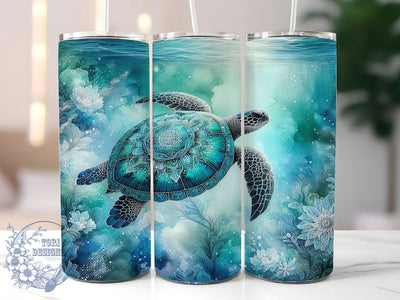 Boho Sea Turtle Tumbler, Ocean Lover Tumbler, 20oz Tumbler Wrap, Sublimation Design, Coastal Bohemian Gift, Artistic Turtle Wrap, Marine Life Tumbler Sublimation ToriDesigns 