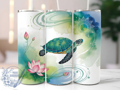 Boho Sea Turtle Tumbler, Ocean Lover Tumbler, 20oz Tumbler Wrap, Sublimation Design, Coastal Bohemian Gift, Artistic Turtle Wrap, Marine Life Tumbler Sublimation ToriDesigns 