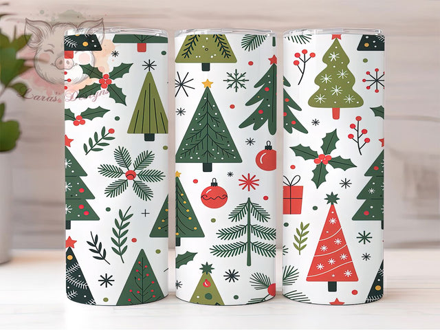 Boho Seamless Christmas Tree Tumbler, Boho Holiday Sublimation Design, Festive Boho Tree Art, 20oz Christmas Tumbler, Whimsical Holiday Mug, Rustic Boho Cup, Seasonal Christmas Wrap Sublimation Lara' s Designs 