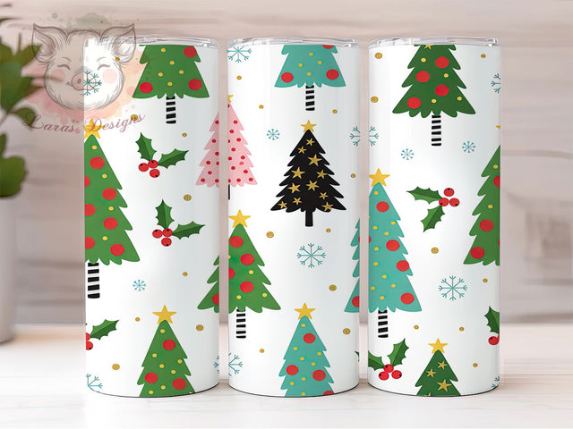 Boho Seamless Christmas Tree Tumbler, Boho Holiday Sublimation Design, Festive Boho Tree Art, 20oz Christmas Tumbler, Whimsical Holiday Mug, Rustic Boho Cup, Seasonal Christmas Wrap Sublimation Lara' s Designs 