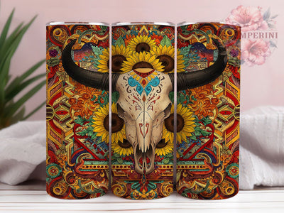 Boho Skull Aztec Western Tribal Tumbler, Skull Tumbler, Aztec Tumbler, Western Tumbler, Tribal Tumbler, 20oz Sublimation Wrap, Artistic Tumbler Sublimation Li Zamperini 