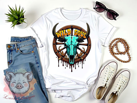 Boho Skull, Cowboy Boots, Wild Soul Art, Bohemian Decor, Western PNG, Digital Download, Sublimation Design, Rustic Home Decor Sublimation Lara' s Designs 