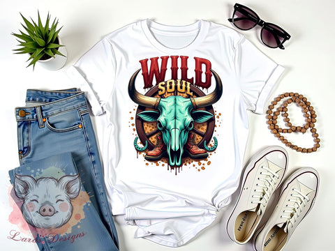 Boho Skull, Cowboy Boots, Wild Soul Art, Bohemian Decor, Western PNG, Digital Download, Sublimation Design, Rustic Home Decor Sublimation Lara' s Designs 