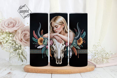Boho Skull Girl 20oz Tumbler Wrap Sublimation sassyprint 