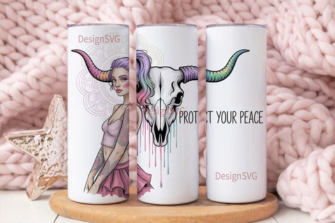 Boho Skull & Mandala 20oz Tumbler Wrap Sublimation DesignSVG 