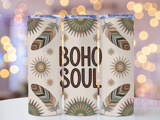 Boho Soul Retro Vintage Hippie Tumbler, Bohemian Revival Cup, 20Oz Tumbler Wrap, Sublimation Boho Design, Hippie Aesthetic Drinkware, Vintage Boho Mug Wrap, Retro Bohemian Tumbler Sublimation SvggirlplusArt 