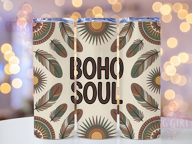 Boho Soul Retro Vintage Hippie Tumbler, Bohemian Revival Cup, 20Oz Tumbler Wrap, Sublimation Boho Design, Hippie Aesthetic Drinkware, Vintage Boho Mug Wrap, Retro Bohemian Tumbler Sublimation SvggirlplusArt 