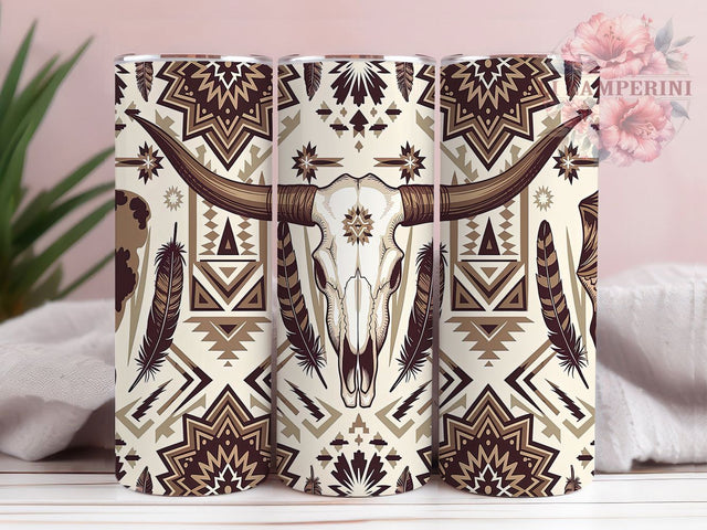 Boho Southwestern Cow Skull Tumbler, Cow Skull Tumbler Wrap, 20oz Sublimation Wrap, Southwestern Tumbler PNG, Rustic Western Tumbler, Desert Aesthetic Tumbler, Digital Download Sublimation Li Zamperini 