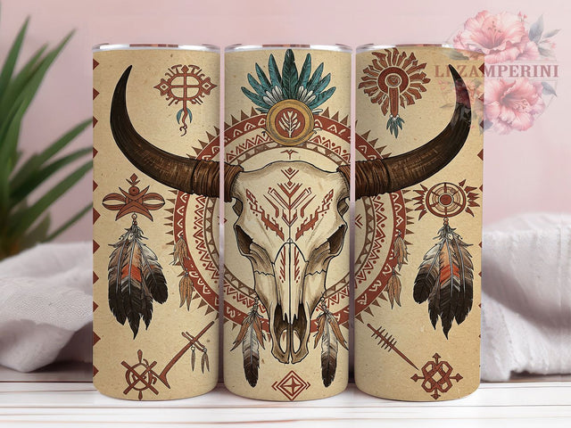 Boho Southwestern Cow Skull Tumbler, Cow Skull Tumbler Wrap, 20oz Sublimation Wrap, Southwestern Tumbler PNG, Rustic Western Tumbler, Desert Aesthetic Tumbler, Digital Download Sublimation Li Zamperini 