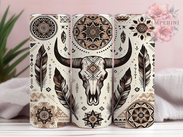 Boho Southwestern Cow Skull Tumbler, Cow Skull Tumbler Wrap, 20oz Sublimation Wrap, Southwestern Tumbler PNG, Rustic Western Tumbler, Desert Aesthetic Tumbler, Digital Download Sublimation Li Zamperini 