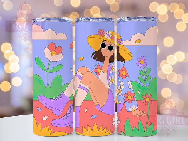 Boho Spring Floral Tumbler Wrap, Boho Retro Chic, Pastel Flowers, Vintage Style, Floral Design, Tumbler Wrap, Sublimation Design Sublimation SvggirlplusArt 