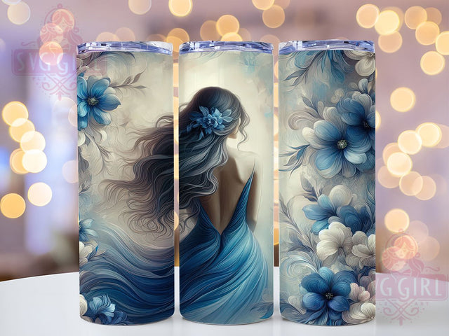 Boho Spring Wildflower Nature Girl Tumbler, Blue Floral Tumbler Wrap, 20oz Sublimation PNG, Boho Flower Girl Design, Spring Wildflowers Tumbler, Feminine Floral Tumbler, Nature Girl Wrap Sublimation SvggirlplusArt 