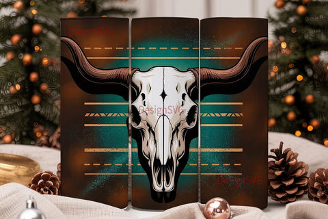 Boho Steer Skull 20oz Tumbler Wrap Sublimation DesignSVG 