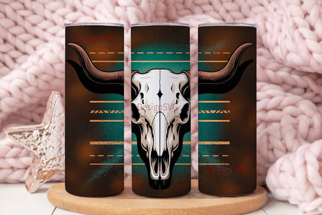Boho Steer Skull 20oz Tumbler Wrap Sublimation DesignSVG 