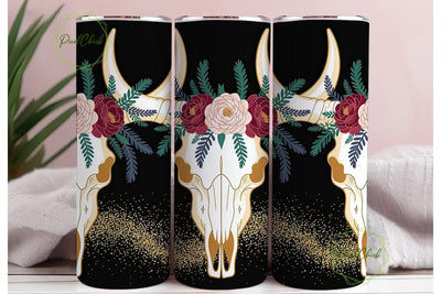 Boho Steer Skull 20oz Tumbler Wrap Sublimation PixelChick 