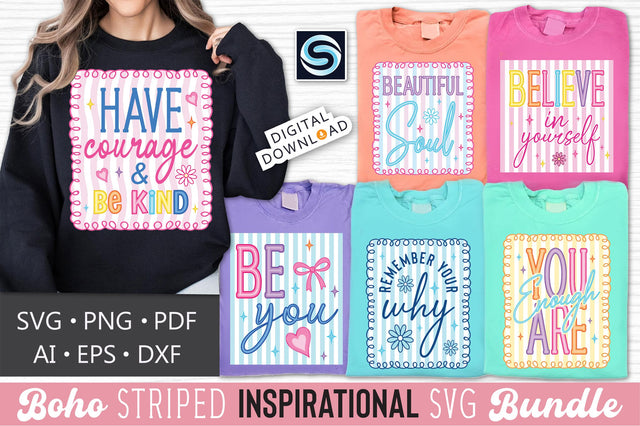Boho Striped Inspirational SVG Bundle SVG SVG Studio 