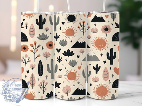 Boho Succulent Cactus 20oz Tumbler, Succulent Design, Cactus Decor, 20oz Sublimation, Plant Lover Gift, Custom Tumbler Wrap, Floral Drinkware Sublimation ToriDesigns 