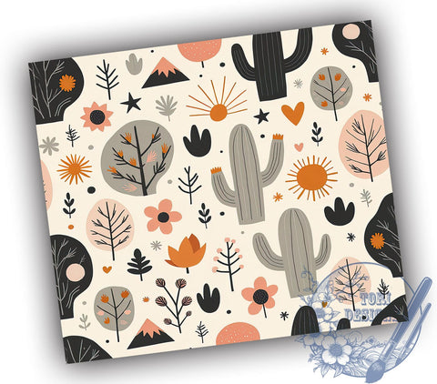 Boho Succulent Cactus 20oz Tumbler, Succulent Design, Cactus Decor, 20oz Sublimation, Plant Lover Gift, Custom Tumbler Wrap, Floral Drinkware Sublimation ToriDesigns 