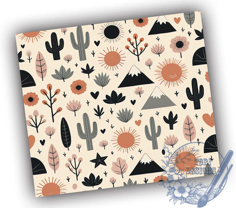 Boho Succulent Cactus 20oz Tumbler, Succulent Design, Cactus Decor, 20oz Sublimation, Plant Lover Gift, Custom Tumbler Wrap, Floral Drinkware Sublimation ToriDesigns 