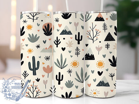 Boho Succulent Cactus 20oz Tumbler, Succulent Design, Cactus Decor, 20oz Sublimation, Plant Lover Gift, Custom Tumbler Wrap, Floral Drinkware Sublimation ToriDesigns 