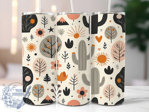 Boho Succulent Cactus 20oz Tumbler, Succulent Design, Cactus Decor, 20oz Sublimation, Plant Lover Gift, Custom Tumbler Wrap, Floral Drinkware Sublimation ToriDesigns 
