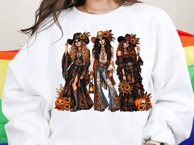 Boho Sugar Skull Cowgirls PNG SVG artprintfile 
