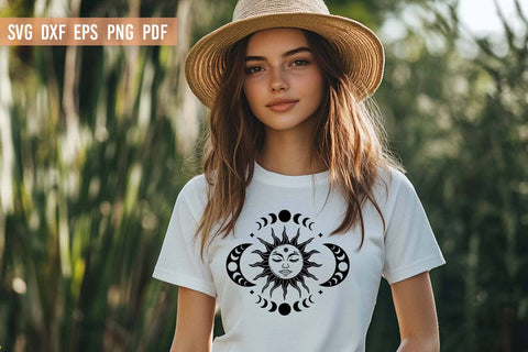 Boho Sun with face SVG File | Boho Sun and Moon SVG SVG Irina Ostapenko 