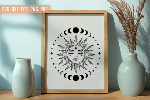 Boho Sun with face SVG File | Boho Sun and Moon SVG SVG Irina Ostapenko 