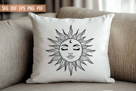 Boho Sun with face SVG File | Boho Sun Silhouette SVG SVG Irina Ostapenko 