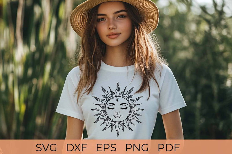 Boho Sun with face SVG File | Boho Sun Silhouette SVG SVG Irina Ostapenko 