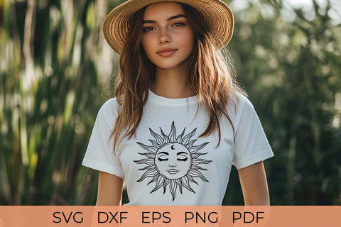 Boho Sun with face SVG File | Boho Sun Silhouette SVG SVG Irina Ostapenko 