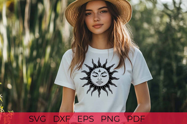 Boho Sun with face SVG File | Boho Sun Silhouette SVG SVG Irina Ostapenko 
