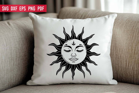 Boho Sun with face SVG File | Boho Sun Silhouette SVG SVG Irina Ostapenko 